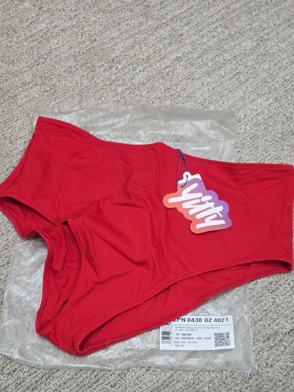 YITTY Red Shaping Swim Full Coverage Bikini Swim Bottom